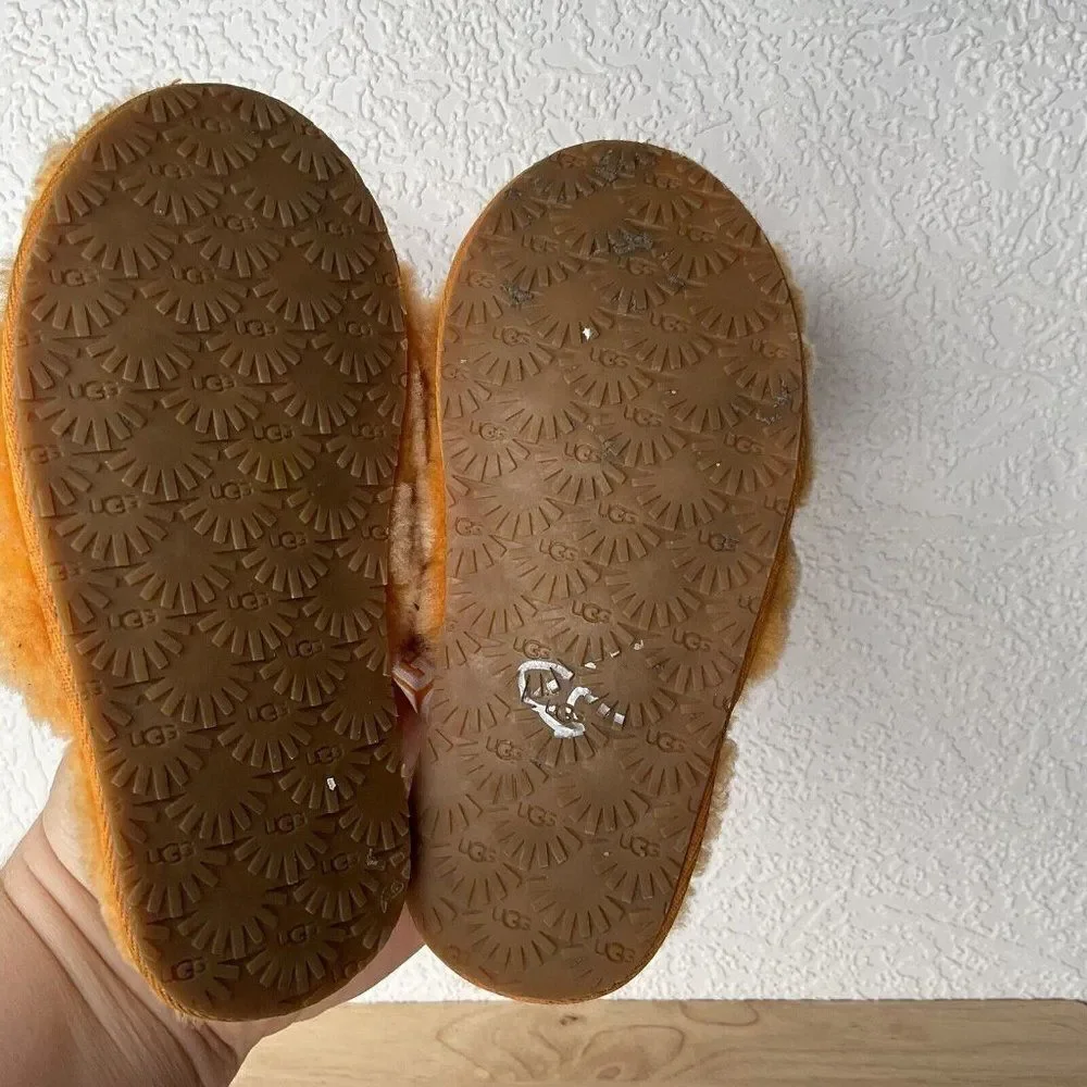 Ugg Orange California Poppy Fluff Yeah Fur Slides Slippers Kids Girlsn12 Vietnam